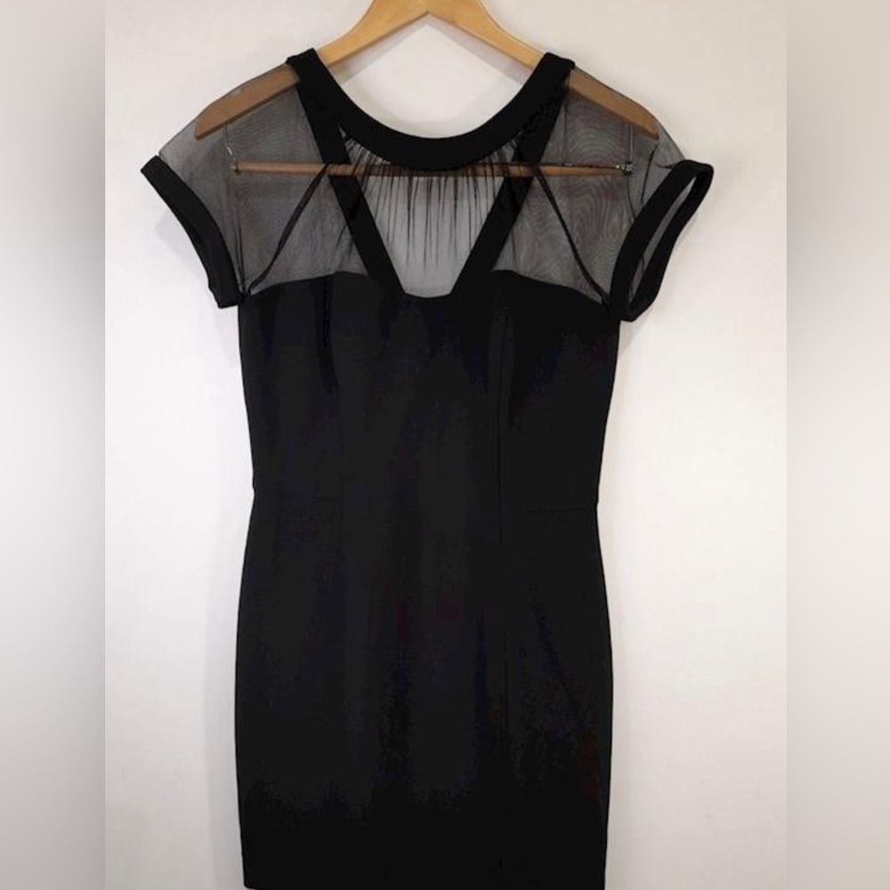 Maggy London Black Mini Dress with Sheer Details